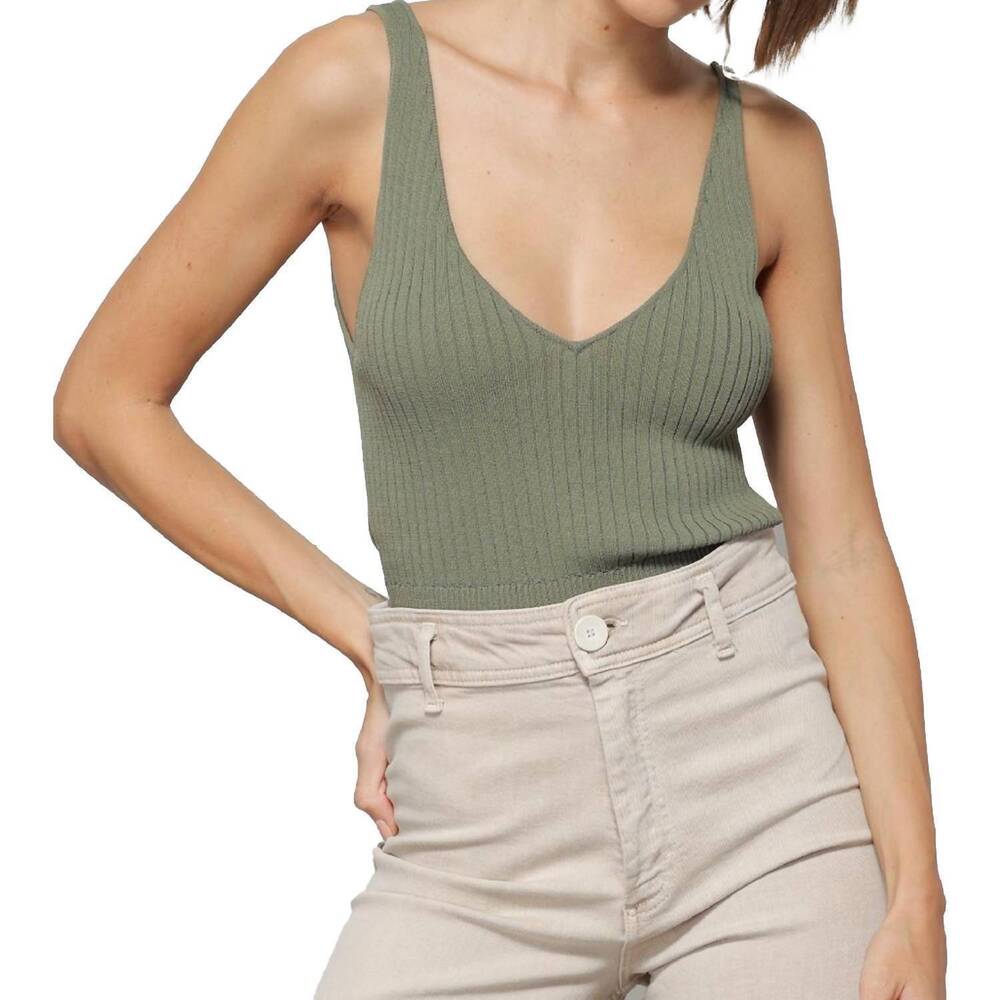 NEW LINE AND DOT lynn sweater tank top in light hunter green